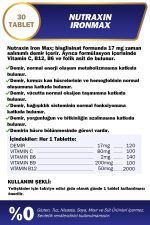 2 Adet Nutraxin Iron Max 30 Adet Tablet - (Demir, Vitamin C, B6, Folik Asit, B12) - Görsel 3