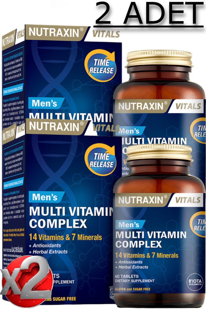 2 adet nutraxin men s multi vitamin ve mineral complex 60 adet tablet erkeklere ozel formul 525