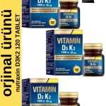 D3K2 120 Tablet 3'lü - 1000 Iu D3 Vitamini, 25 Mcg K2 Vitamini