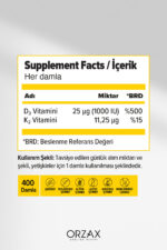 Vitamin D3K2 Damla - 2'li Avantajlı Paket (D3 Vitamini, K2 Vitamini) - 2x20 ml= 40ml - Görsel 2