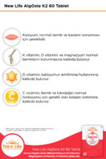 AlgOste K2 60 Tablet Kalsiyum - K2 Vitamini - Magnezyum- D ve C Vitamini - Çinko - Bor - Görsel 2